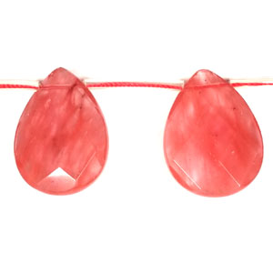 CHERRY QUARTZ FACETED PEAR S/D 22X30MM